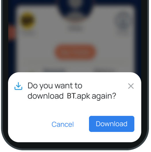 Instructions to download the app's apk file