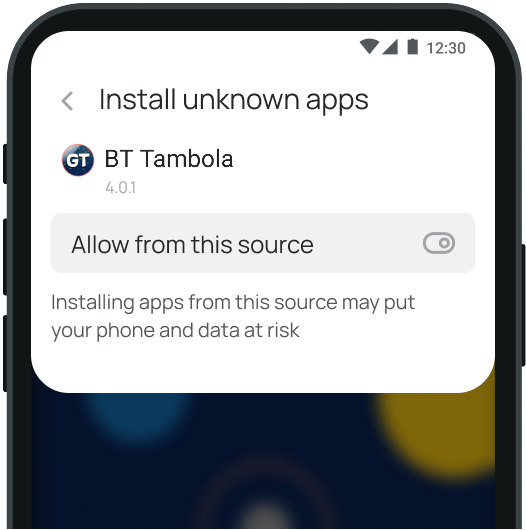 Instructions to install the app from the downloaded apk file